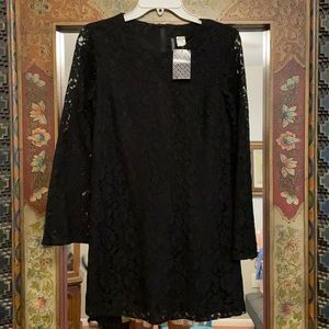 Black lace overlay black dress